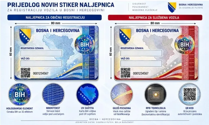 naljepnice za registraciju vozila BiH