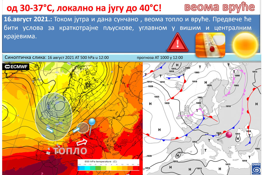 TEMPERATURE DANAS DO 40 STEPENI