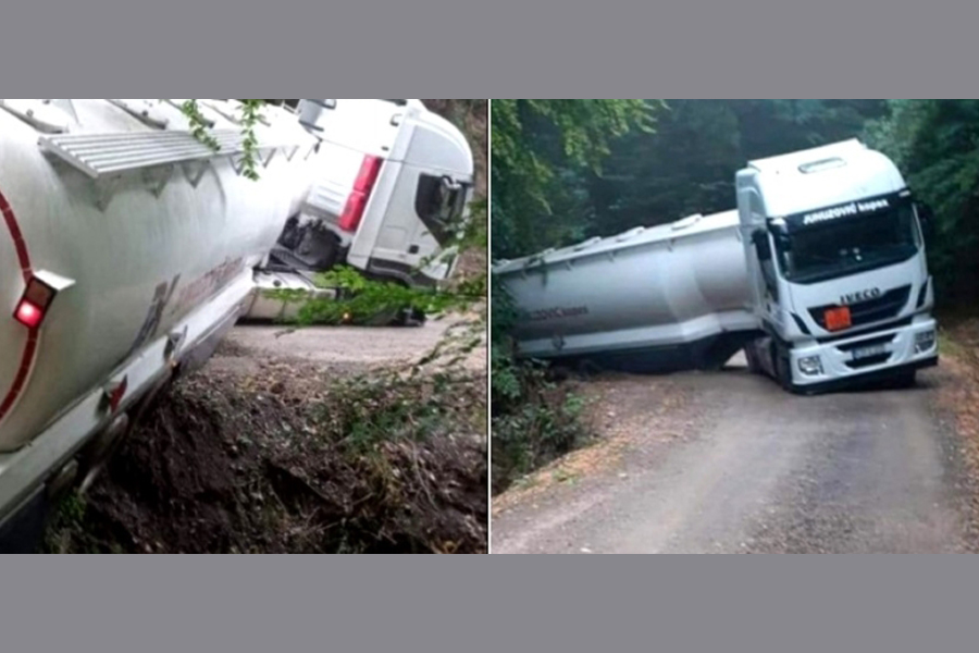 TEŠANJ: CISTERNA PROKLIZALA S CESTE
