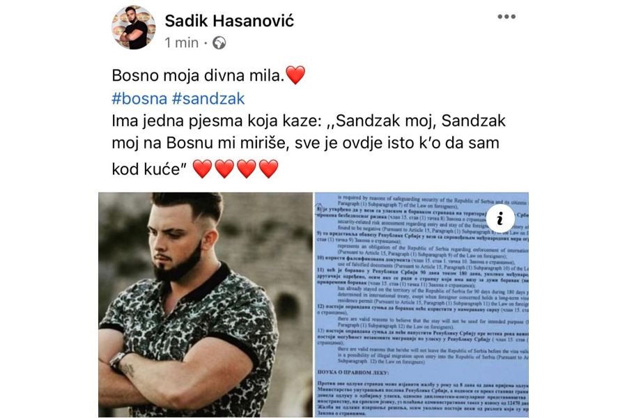 ZABRANJEN MU ULAZAK U SRBIJU! Oglasio se Sadik Hasanović nakon vraćanja sa granice, a porukom će ponovo razbjesniti sve! (FOTO/VIDEO)