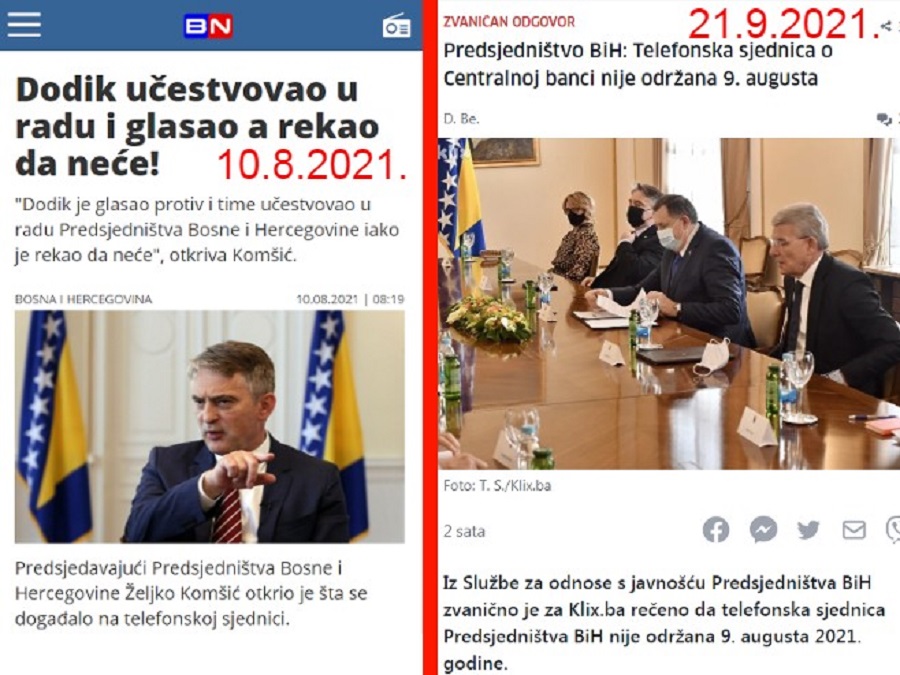PREDSJEDNIŠTVO BiH: Željko Komšić obmanuo javnost, telefonska sjednica nije održana!