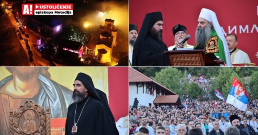 EPISKOP METODIJE JE DOSTOJAN Prelijepe scene u Beranama: Srbi se vesele, trobojke se vijore, baklje osvijetlile nebo (FOTO/VIDEO)
