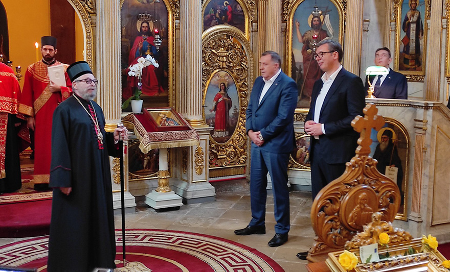 DODIK I VUČIĆ u posjeti Crkvi svetog Đorđa u Budimpešti