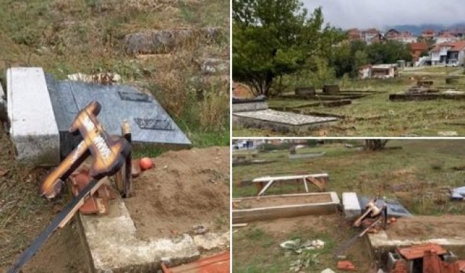 POLOMLJENI KRSTOVI NA SRPSKOM PRAVOSLAVNOM GROBLJU u Orahovcu
