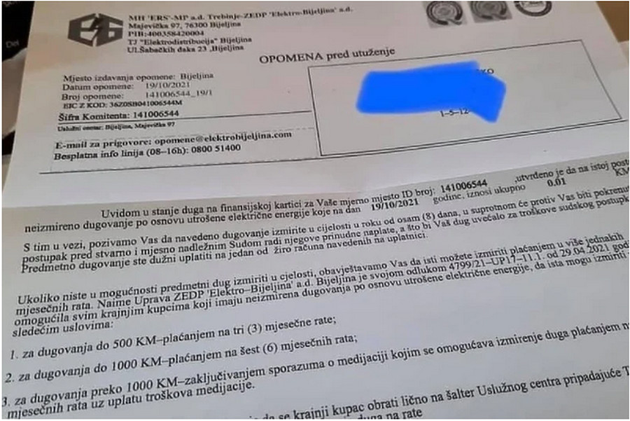 "NEPLATIŠI" ZAPRIJETILI SUDOM Za struju duguje jedan fening!