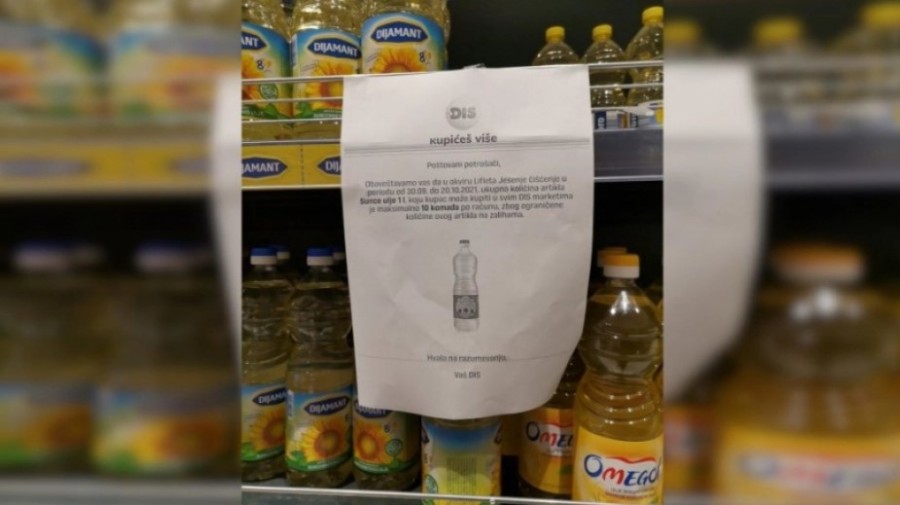 ZBOG POMAME POTROŠAČA OGRANIČILI KUPOVINU "Samo" 10 flaša ulja po računu
