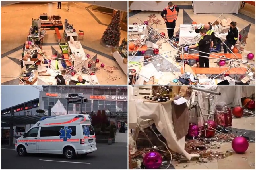 ŠOK U ŠVAJCARSKOJ! PALI BOŽIĆNI UKRASI SA PLAFONA TRŽNOG CENTRA Povrijeđeno šest ljudi!