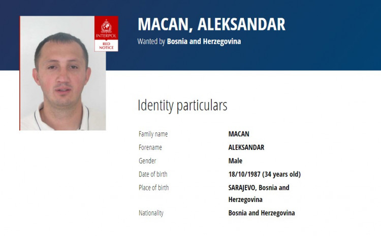 INTERPOL OBJAVIO CRVENU POTJERNICU ZA ALEKSANDROM MACANOM: Traži se zbog ubistva sarajevskih policajaca!