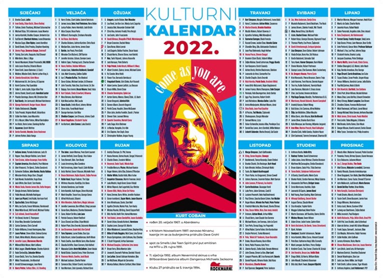 UMJESTO ISUSA , KURT KOBEJN: Hrvatska knjižara predstavila Kulturni kalendar za 2022.