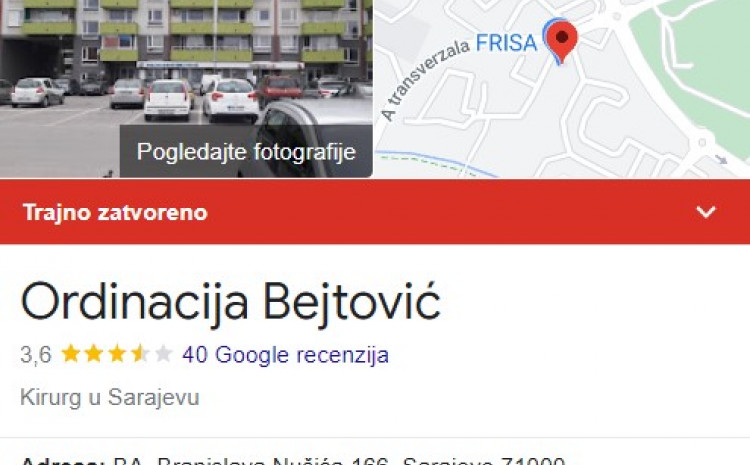 ORDINACIJA U KOJOJ JE MALENA Džena operisana trajno zatvorena?