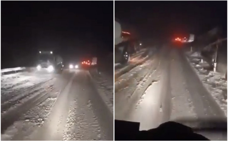 VOZILA ZAGLAVILA U SNIJEGU! Saobraćaj na ovim dionicama u totalnom kolapsu! (VIDEO)
