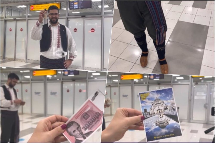 ŽELJKO PRUŽA USLUGU "UNAJMI SRBINA": U srpskoj nošnji, sa čokanjčićem, dočekuje turiste na aerodromu! Otkrio bez čega se STRANCI ne vraćaju kući (FOTO)