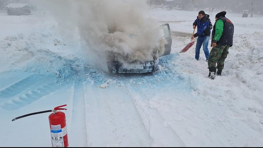 GORIO AUTOMOBIL NA Fruškoj gori, čuvari ga gasili lopatama! (VIDEO)