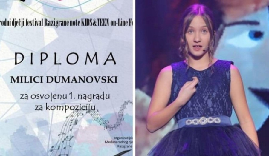 BANJALUČANKA MILICA DUMANOVSKI NAJBOLJA NA Međunarodnom festivalu "Razigrane note"