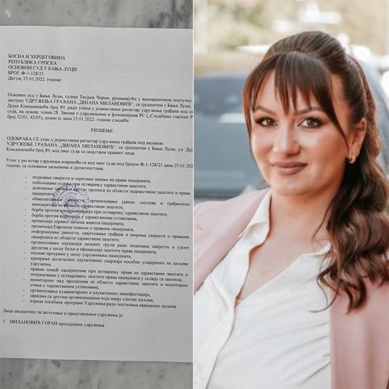 OSNOVANO UDRUŽENJE GRAĐANA "DIJANA MILANOVIĆ": Sigurno utočište za "zdravstvene radnike, pacijente i porodice preminulih pod sumnjivim okolnostima"!