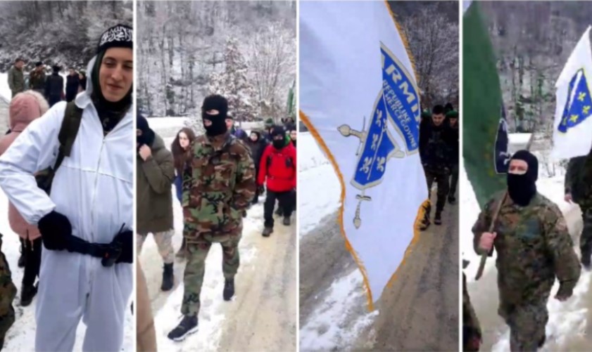 UNIFORMISANI, SA RATNIM ZASTAVAMA uzvikuju "Alahu ekber"! Uznemirujuće scene iz Bužima (VIDEO)