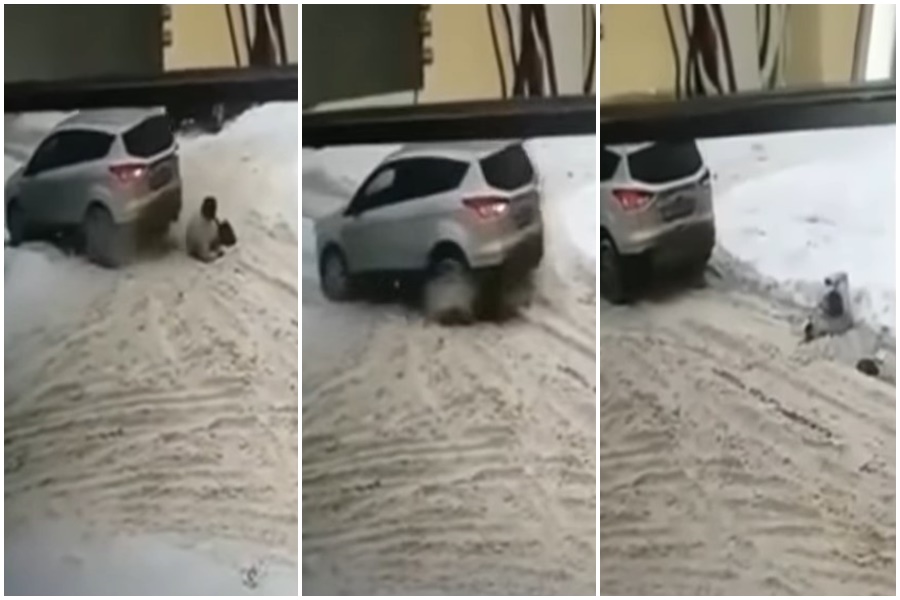 UZNEMIRUJUĆI VIDEO! Automobilom dva puta PREGAZIO ženu, mislio da je SNJEŽNI NANOS!