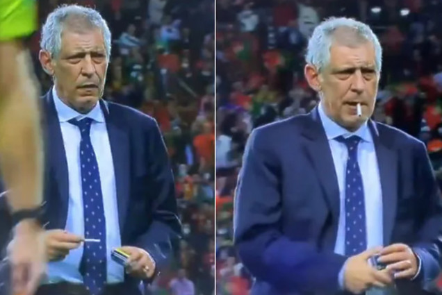 NIJE MOGAO DA IZDRŽI! Selektor Portugala sa cigaretom hodao po terenu (VIDEO)