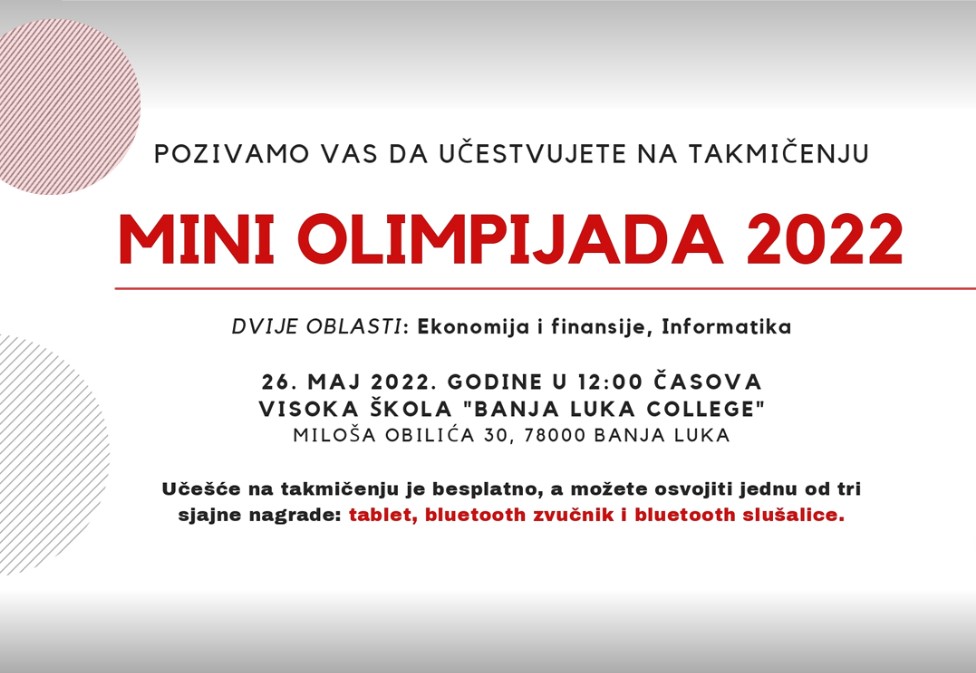 MINI OLIMPIJADA ZA SREDNJOŠKOLCE: Pobijedi i osvoji tablet! Prijave primaju još 10 dana!