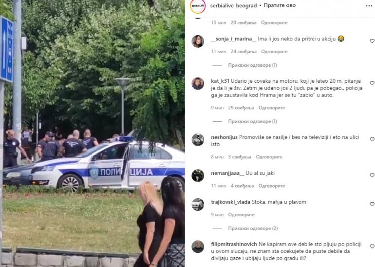 FILMSKA POTJERA U CENTRU BEOGRADA Četiri policijske patrole hapsile muškarca koji je udario motociklistu, oborio još dvoje ljudi pa pobjegao