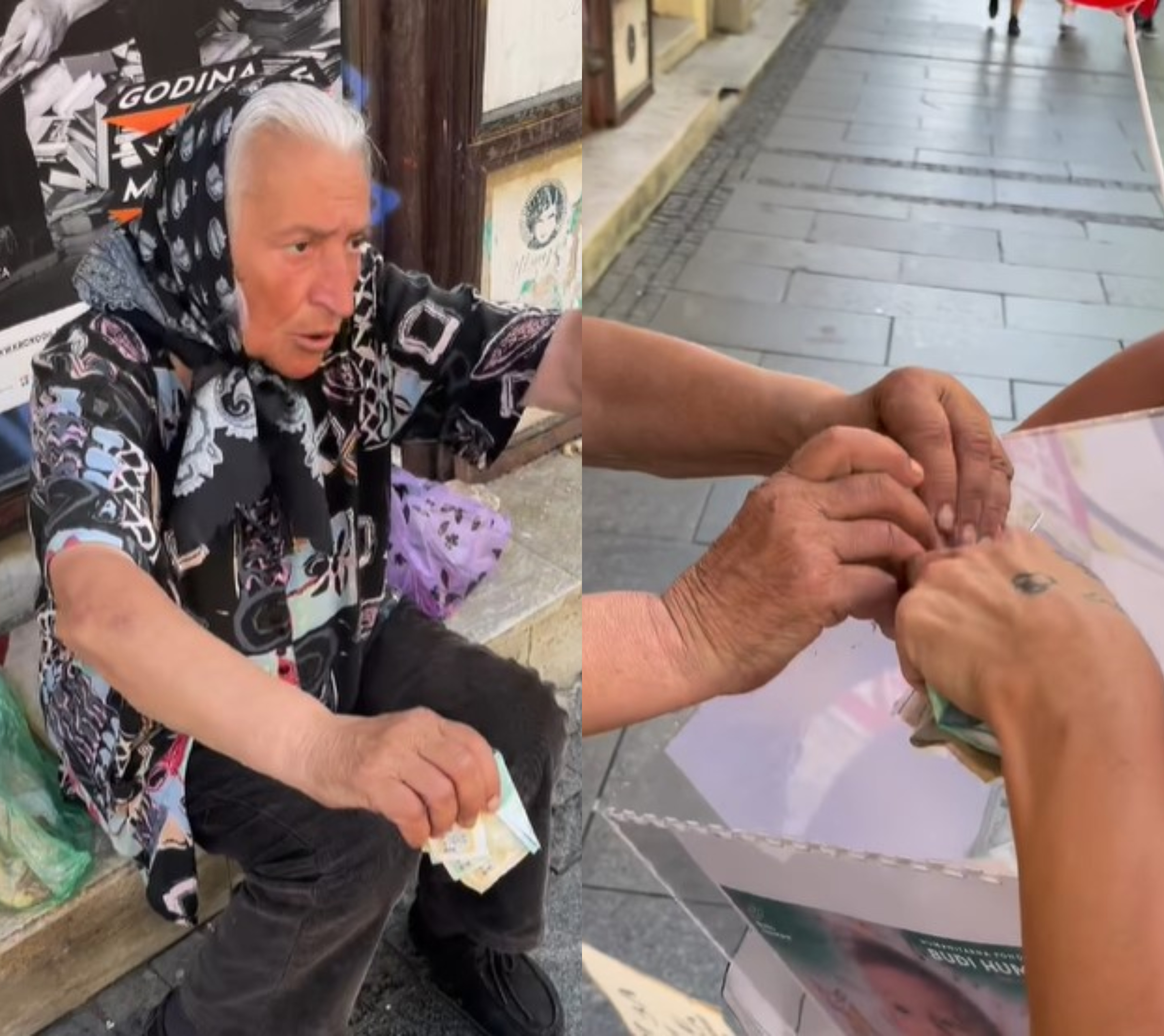 OVAKVE DUŠE VRAĆAJU VJERU U LJUDSKI ROD Bakica koja prosi u Knez Mihailovoj Milici Dabović dala novac za humanitarne svrhe (VIDEO)