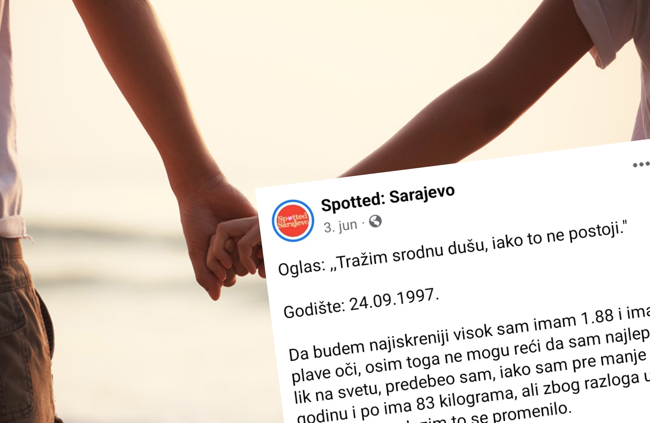 NESVAKIDAŠNJI LJUBAVNI OGLAS IZAZVAO LAVINU EMOCIJA KOD GRAĐANA BIH "Tražim srodnu dušu, iako to ne postoji": Potraga za ljubavlju jednog mladića uzburkala emocije i izazvala mnoštvo reakcija (FOTO)