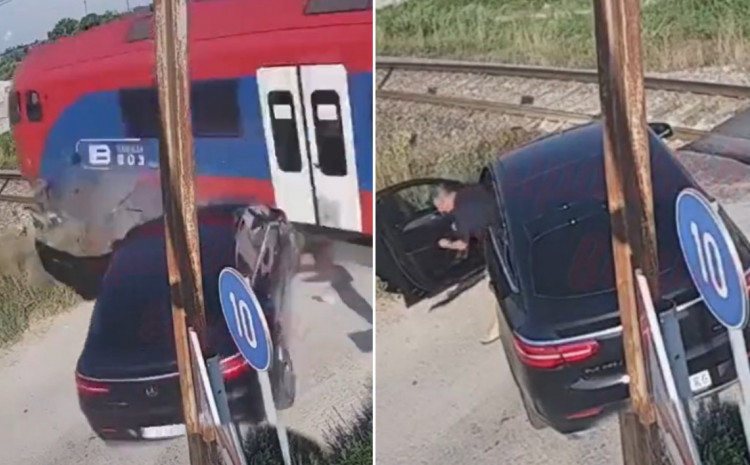 JEZIV SNIMAK Voz raznio auto na pruzi, tragedija izbjegnuta za dlaku