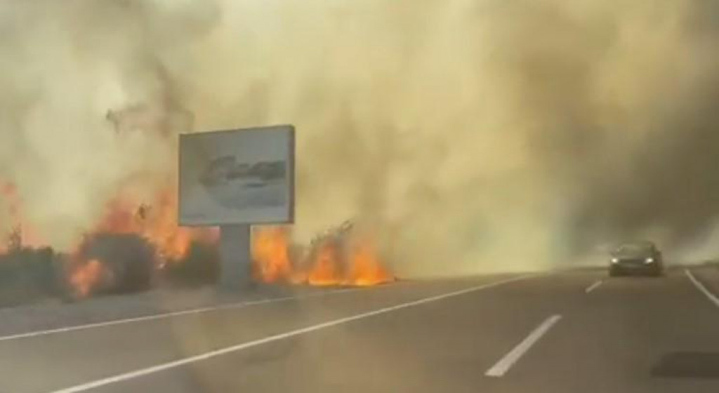 GUST DIM PREKRIO SAOBRAĆAJNICU Požar izbio pored magistralnog puta Podgorica - Cetinje