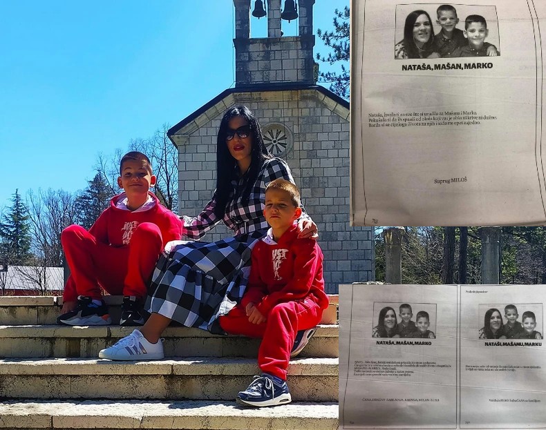 "HVALA TI ZA SVE, POKUŠALA SI DA IH SPASEŠ OD OLOŠA" Neutješni Miloš se dirljivom porukom oprostio od supruge Nataše i sinova, njegove potresne riječi lome i najtvrđa srca (FOTO)