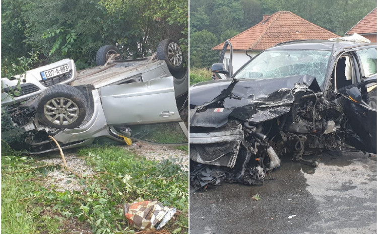 STRAVIČAN SUDAR U MJESTU HRANČA KOD BRATUNCA Jedno vozilo smrskano, četiri osobe povrijeđene