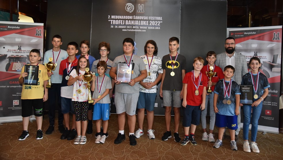 GRAD NA VRBASU UGOSTIO MALIŠANE IZ SRPSKE I REGIONA Završen ekipni turnir 2. Međunarodnog šahovskog festvala "Trofej Banjaluke 2022" (FOTO)