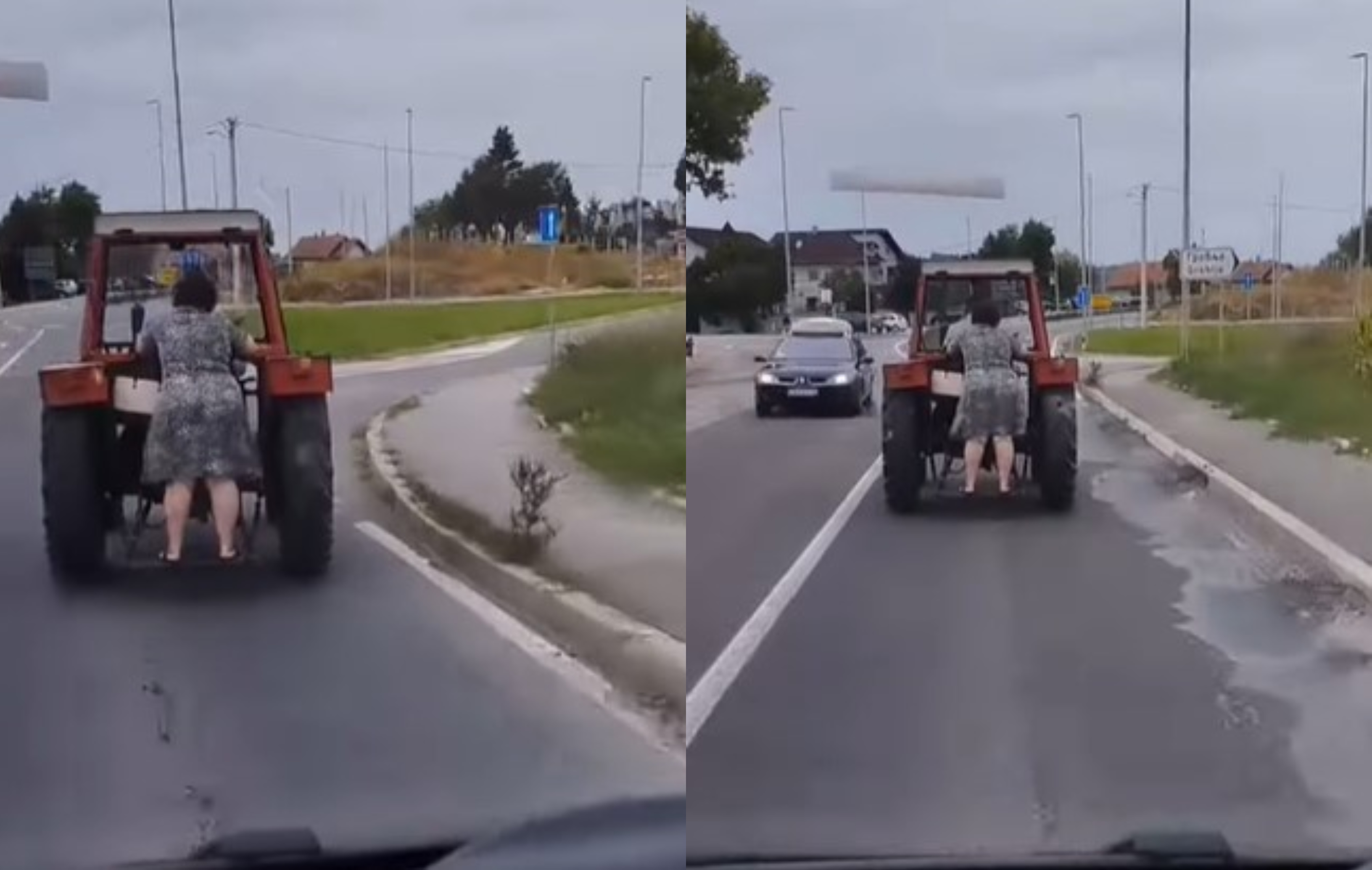 IZ RUBRIKE "SAMO NA BALKANU" Žena se "prikačila" na traktor i provozala kroz Mladenovac (VIDEO)