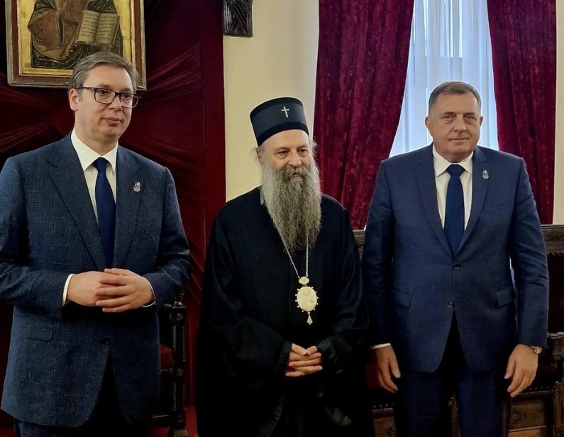 SRBIJA I SRPSKA UJEDINJENE ZA KOSOVO Počeo sastanak Dodika i Vučića sa patrijarhom Porfirijem (FOTO)