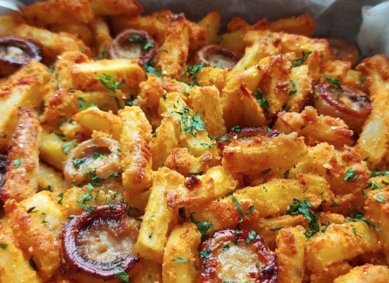 PROBAJTE NEŠTO DRUGAČIJE Zapečeni pomfrit sa šampinjonima