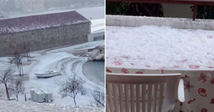 JAKO NEVRIJEME POGODILO HRVATSKU Na Hvaru pao jak grad, na Zavižanu snijeg