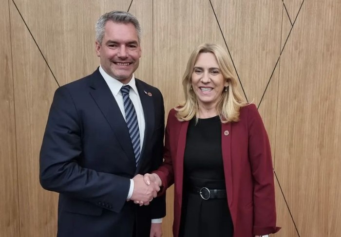 "OTVORENI BALKAN" U TOKU Željka Cvijanović sa austrijskim kancelarom Nehamerom o ključnim pitanjima (FOTO)
