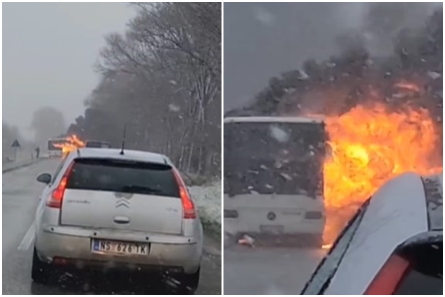 UZNEMIRUJUĆI VIDEO Autobus se u trenu pretvorio u buktinju, nema informacija o povrijeđenima
