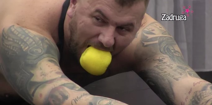 DA PADNEŠ OD SMIJEHA! Janjuš šokirao gledaoce, kao svinja legao na sto sa jabukom u ustima! (VIDEO)