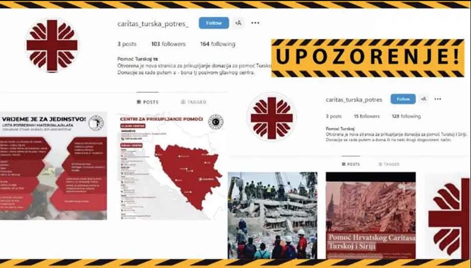 KARITAS BIH UPOZORAVA Zloupotrebljava se materijal za pomoć Turskoj i Siriji
