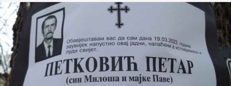 SRPČANIN SAM SEBI NAPISAO SMRTOVNICU Obavijestio sugrađane da je umro, te "saopštio" i posljednju želju (FOTO)