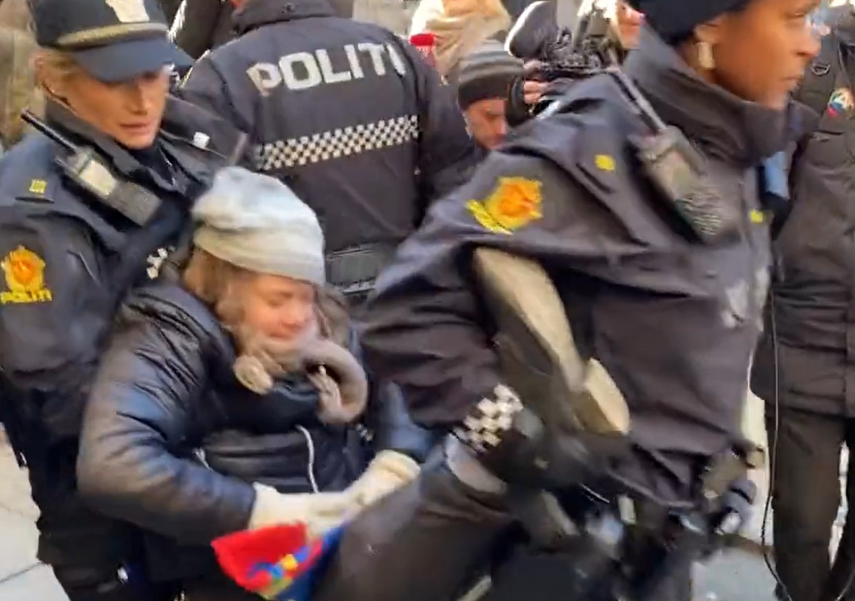 NORVEŽANI DOČEKALI NA NOŽ PONAŠANJE POLICIJE Službenici odnijeli Gretu Tunberg nakon što je blokirala