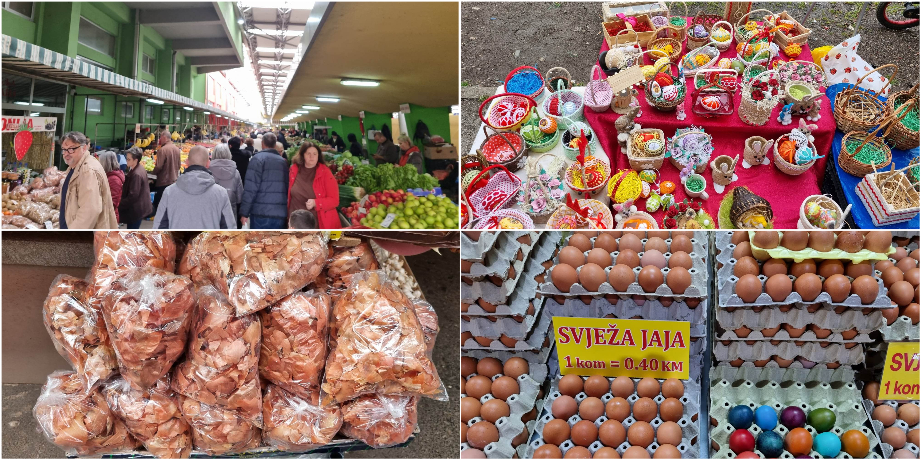 VASKRŠNJA PONUDA NA BANJALUČKOJ TRŽNICI Građani pohrlili na pijacu: Širok izbor svježih jaja raznih vrsta, boja i veličina (FOTO)