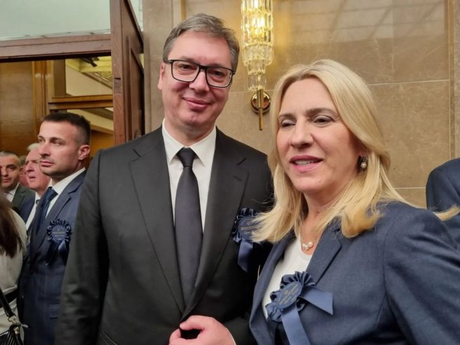 "NAJDRAŽI, PRIJATELJSKI SUSRET..." Cvijanović sa Vučićem na inauguraciji Milatovića (FOTO)