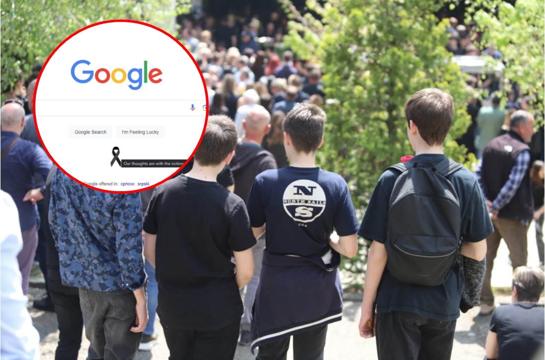 CRNA TRAKICA I PORUKA: GUGL odao počast žrtvama masakra u Srbiji (FOTO)