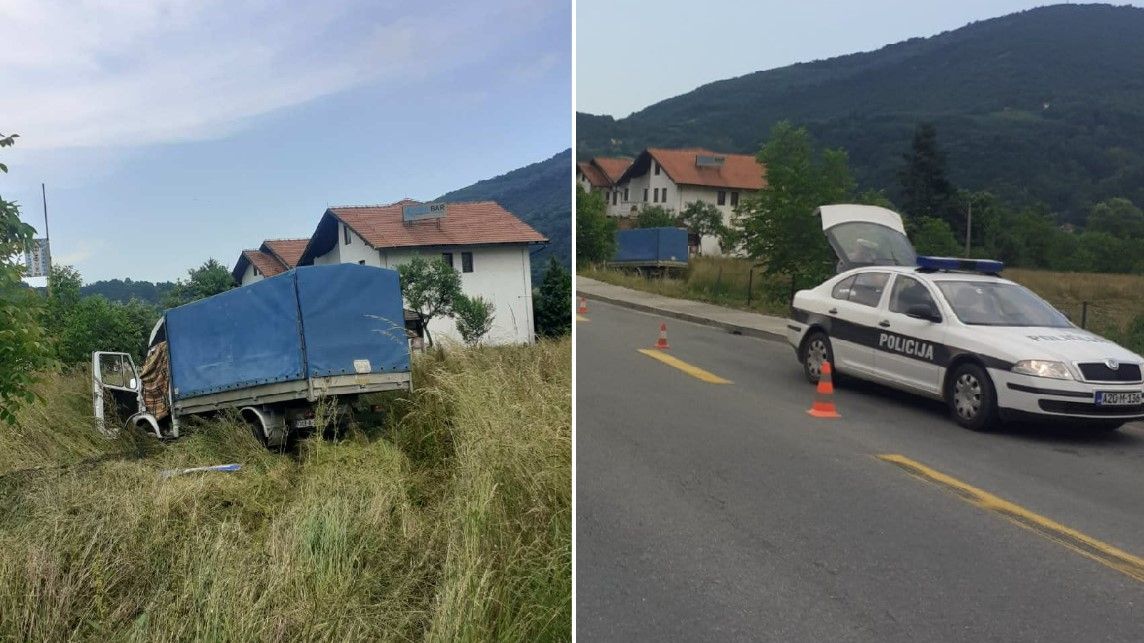 DETALJI NESREĆE KOD MAGLAJA: Kamion sletio sa puta, vozača iz Kaknja pokosio infarkt (FOTO)