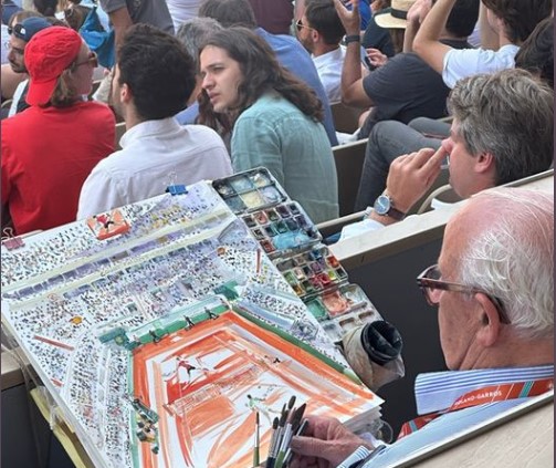 NOLE JE INSPIRACIJA SVIMA, PA I SLIKARIMA Evo šta je radio misteriozni umjetnik u publici usred Đokovićeve borbe za finale (FOTO)