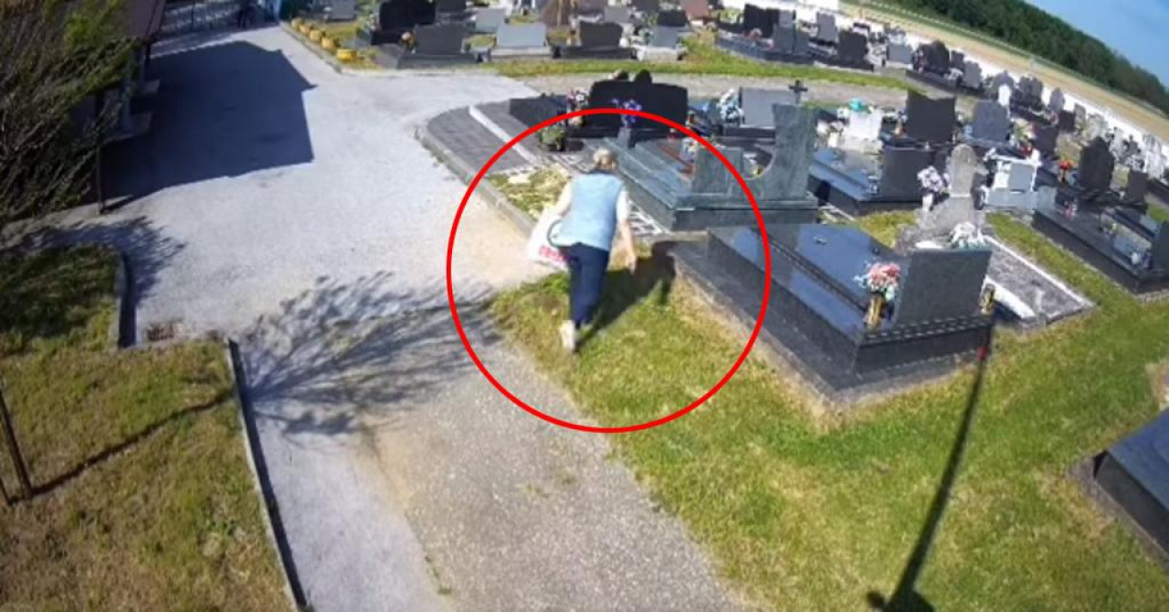 NEKIMA NIŠTA NIJE SVETO Nadzorne kamere snimile ženu kako usred bijela dana krade s grobova (VIDEO)