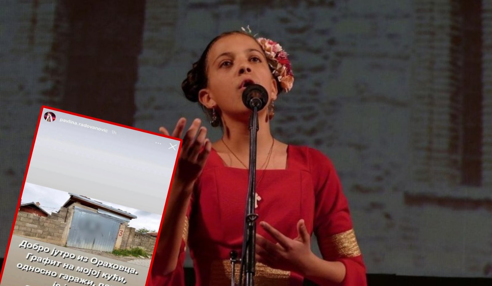 PRIJETEĆA PORUKA DJETETU ANĐEOSKOG GLASA Na kući Pavline Radovanović (14) osvanula zastrašujuća poruka albanskih ekstremista (FOTO)
