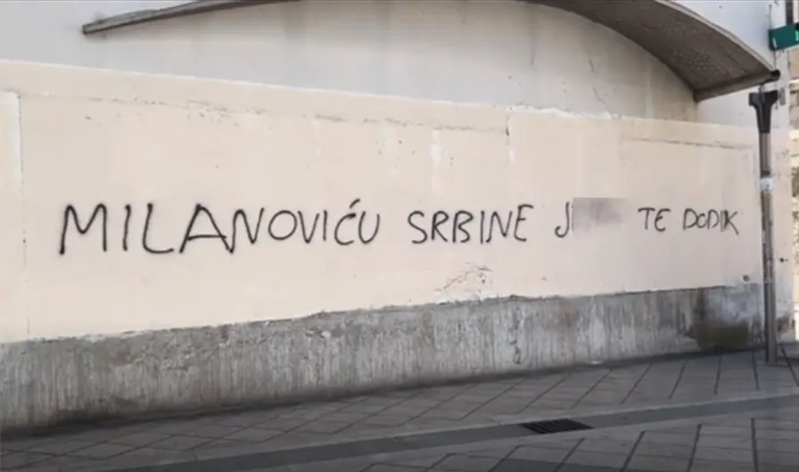 NE SVIĐA IM SE ŠTO SARAĐUJU Grafit osvanuo u Splitu povodom susreta Milanovića i Dodika