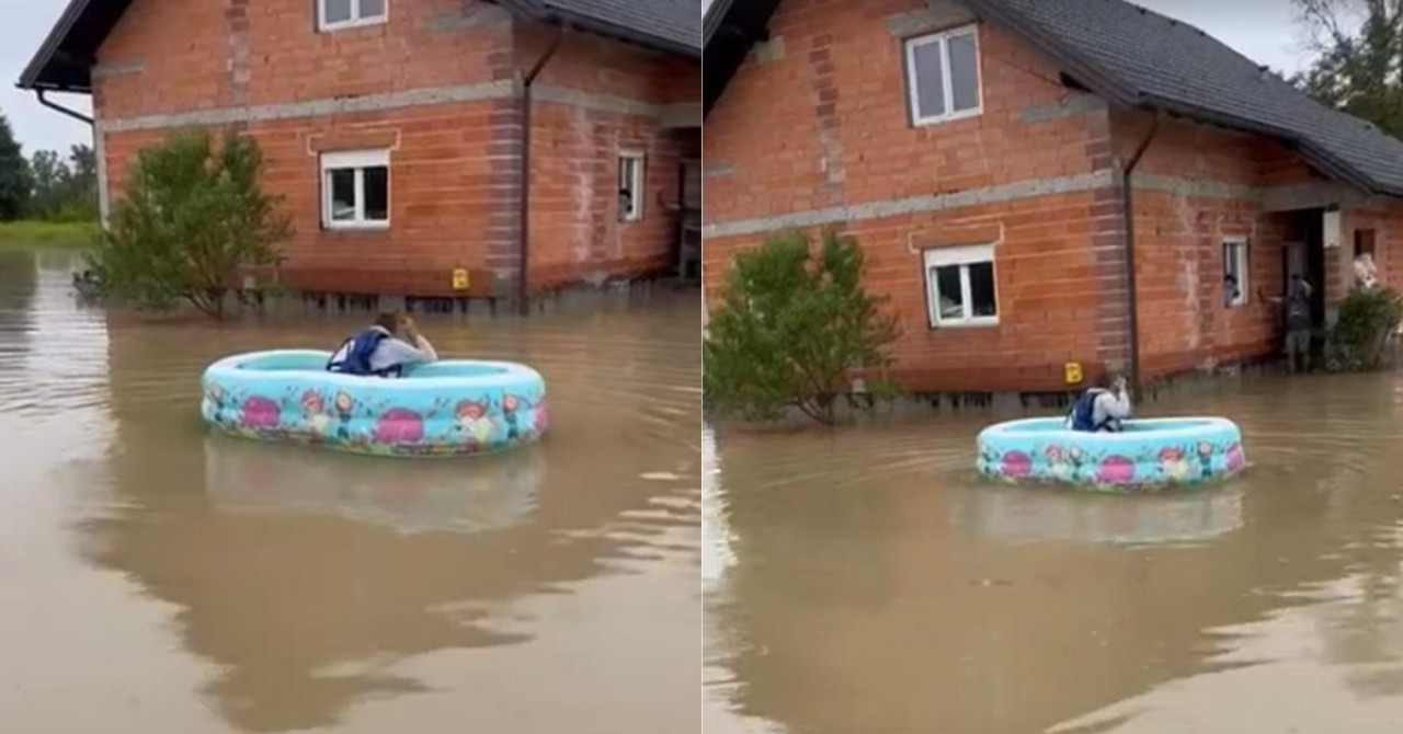 NA MUCI SE POZNAJU JUNACI! Marko od kćerke uzeo bazen kako bi doveslao do komšije i odnio mu kafu (VIDEO)
